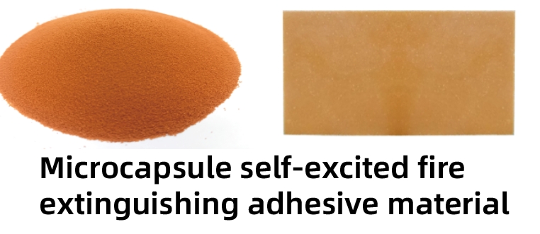 Microcapsule self-excited fire extinguishing adhesive material